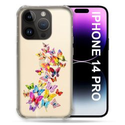 Coque Transparente Pour Iphone 14 Pro (6.1) Papillon Multicolore