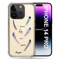 Coque Transparente Pour Iphone 14 Pro (6.1) Plume Couleur