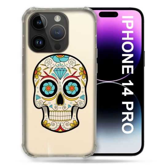 Coque Transparente Pour Iphone 14 Pro (6.1) Tete Mort Color