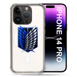 Coque Transparente Compatible MagSafe Pour Iphone 14 Pro (6.1) Attaque Titan Logo