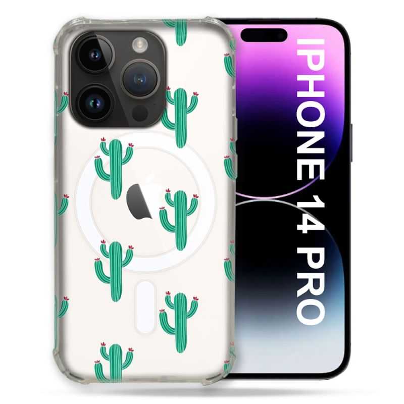 Coque Transparente Compatible MagSafe Pour Iphone 14 Pro (6.1) Cactus
