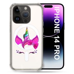 Coque Transparente Compatible MagSafe Pour Iphone 14 Pro (6.1) Licorne Paillette