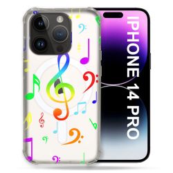 Coque Transparente Compatible MagSafe Pour Iphone 14 Pro (6.1) Note Musique Colore
