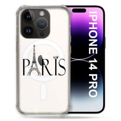 Coque Transparente Compatible MagSafe Pour Iphone 14 Pro (6.1) Paris Noir