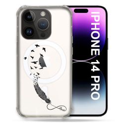 Coque Transparente Compatible MagSafe Pour Iphone 14 Pro (6.1) Plume Infini