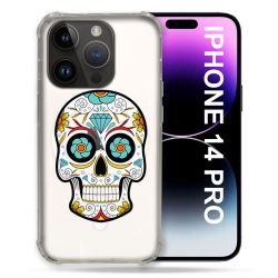 Coque Transparente Compatible MagSafe Pour Iphone 14 Pro (6.1) Tete Mort Color