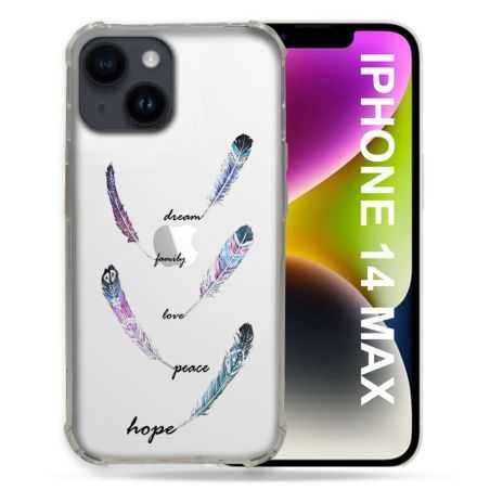 Coque Transparente Pour Iphone 14 Plus (6.7) Plume Couleur