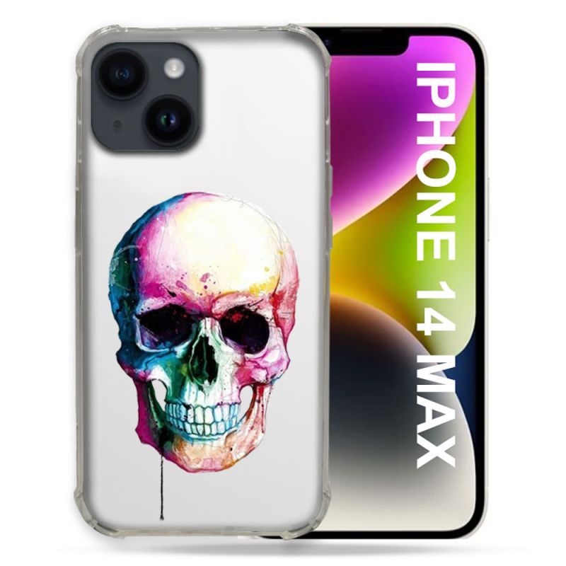 Coque Transparente Pour Iphone 14 Plus (6.7) Skull Head Crane Colore
