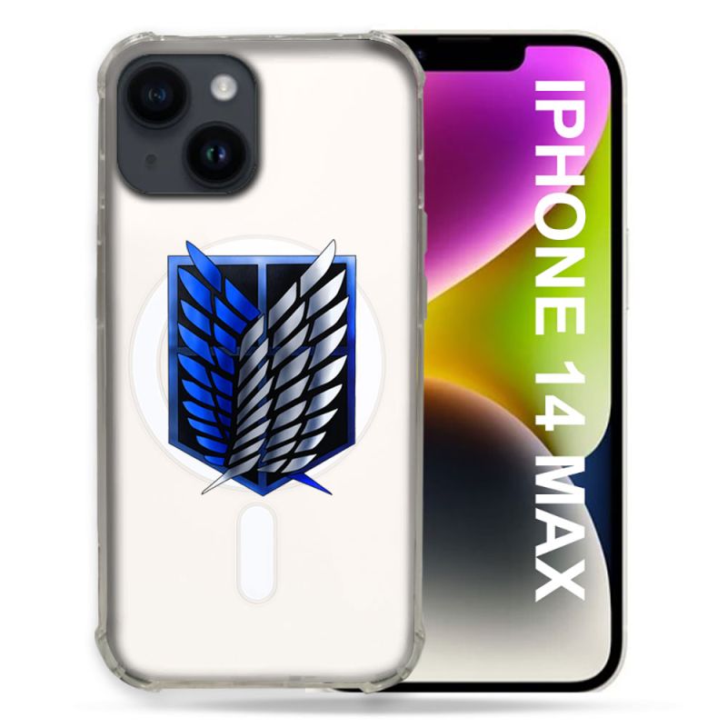 Coque Transparente Compatible MagSafe Pour Iphone 14 Plus (6.7) Attaque Titan Logo