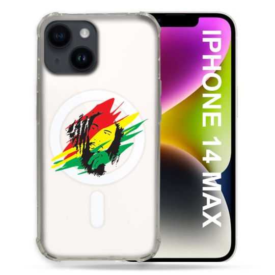 Coque Transparente Compatible MagSafe Pour Iphone 14 Plus (6.7) Bob Marley Graf