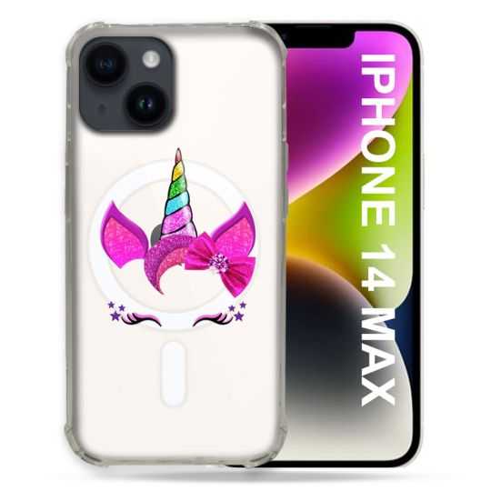 Coque Transparente Compatible MagSafe Pour Iphone 14 Plus (6.7) Licorne Paillette