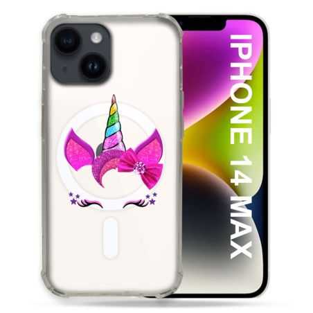 Coque Transparente Compatible MagSafe Pour Iphone 14 Plus (6.7) Licorne Paillette
