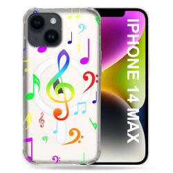 Coque Transparente Compatible MagSafe Pour Iphone 14 Plus (6.7) Note Musique Colore