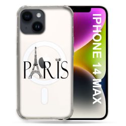 Coque Transparente Compatible MagSafe Pour Iphone 14 Plus (6.7) Paris Noir
