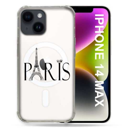 Coque Transparente Compatible MagSafe Pour Iphone 14 Plus (6.7) Paris Noir