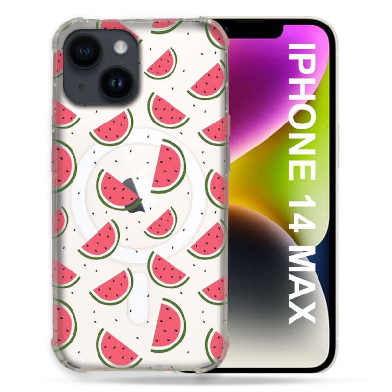 Coque Transparente Compatible MagSafe Pour Iphone 14 Plus (6.7) Pasteque