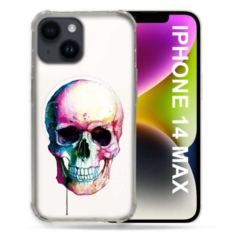 Coque Transparente Compatible MagSafe Pour Iphone 14 Plus (6.7) Skull Head Crane Colore