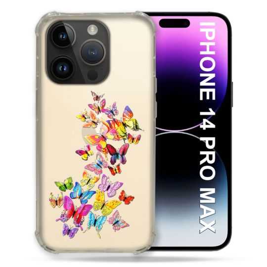 Coque Transparente Pour Iphone 14 Pro Plus (6.7) Papillon Multicolore