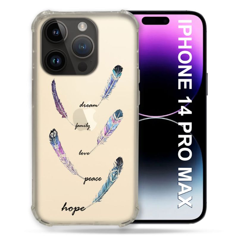 Coque Transparente Pour Iphone 14 Pro Plus (6.7) Plume Couleur