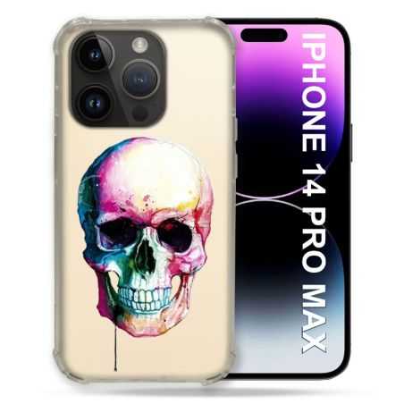 Coque Transparente Pour Iphone 14 Pro Plus (6.7) Skull Head Crane Colore