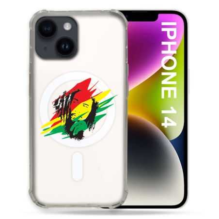 Coque Transparente Compatible MagSafe Pour Iphone 14 Pro Plus (6.7) Bob Marley Graf