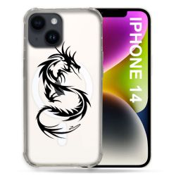 Coque Transparente Compatible MagSafe Pour Iphone 14 Pro Plus (6.7) Dragon Noir
