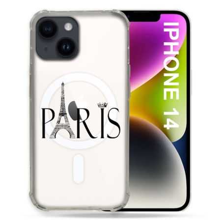 Coque Transparente Compatible MagSafe Pour Iphone 14 Pro Plus (6.7) Paris Noir