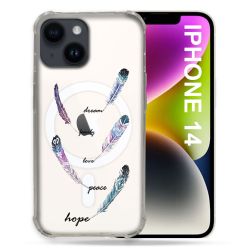 Coque Transparente Compatible MagSafe Pour Iphone 14 Pro Plus (6.7) Plume Couleur