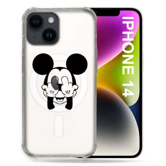 Coque Transparente Compatible MagSafe Pour Iphone 14 Pro Plus (6.7) Mickey doigt