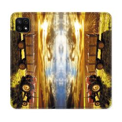 Housse cuir portefeuille Pour Samsung Galaxy A22 5G Agriculture Tracteur Color