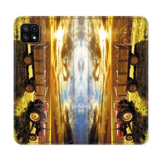 Housse cuir portefeuille Pour Samsung Galaxy A22 5G Agriculture Tracteur Color