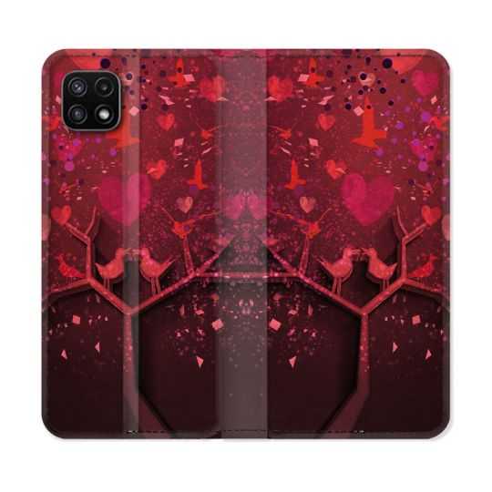 Housse cuir portefeuille Pour Samsung Galaxy A22 5G Amour Arbre