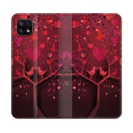 Housse cuir portefeuille Pour Samsung Galaxy A22 5G Amour Arbre