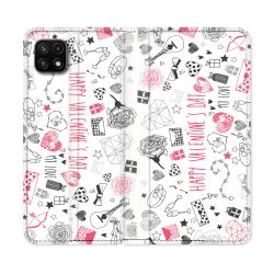 Housse cuir portefeuille Pour Samsung Galaxy A22 5G Amour Valentines