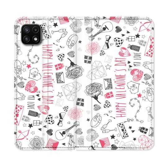 Housse cuir portefeuille Pour Samsung Galaxy A22 5G Amour Valentines