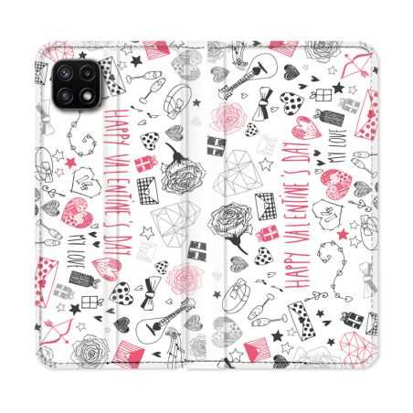 Housse cuir portefeuille Pour Samsung Galaxy A22 5G Amour Valentines