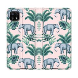Housse cuir portefeuille Pour Samsung Galaxy A22 5G Animal Elephant Pattern