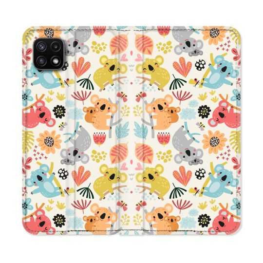 Housse cuir portefeuille Pour Samsung Galaxy A22 5G Animal Koala Pattern