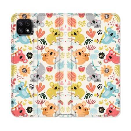 Housse cuir portefeuille Pour Samsung Galaxy A22 5G Animal Koala Pattern