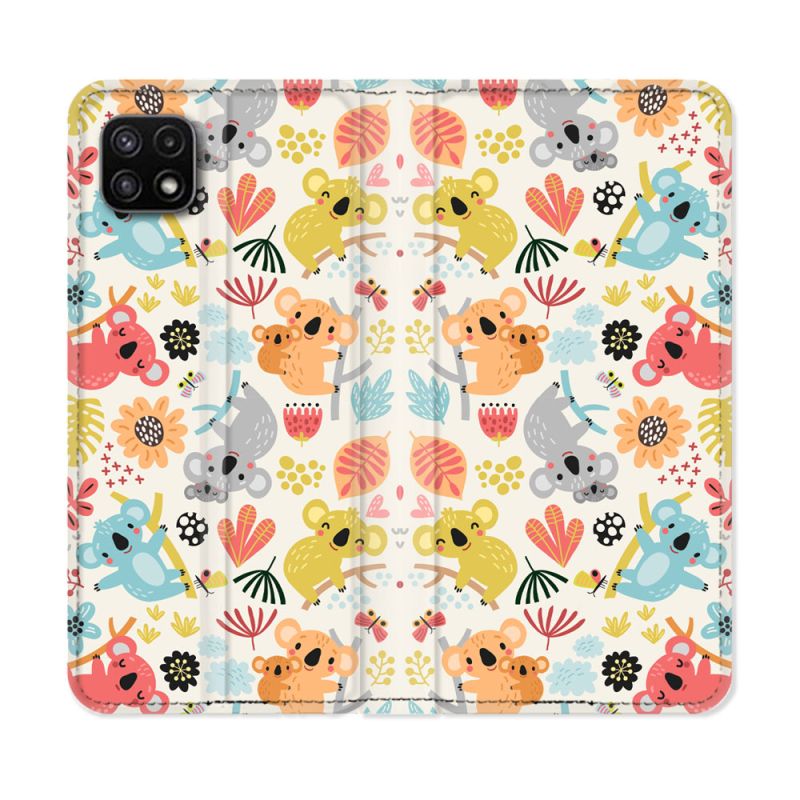 Housse cuir portefeuille Pour Samsung Galaxy A22 5G Animal Koala Pattern