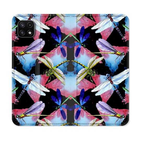Housse cuir portefeuille Pour Samsung Galaxy A22 5G Animal Libellule