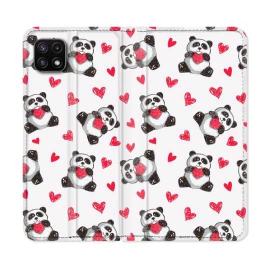 Housse cuir portefeuille Pour Samsung Galaxy A22 5G Animal Panda Color