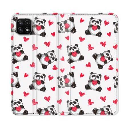 Housse cuir portefeuille Pour Samsung Galaxy A22 5G Animal Panda Color