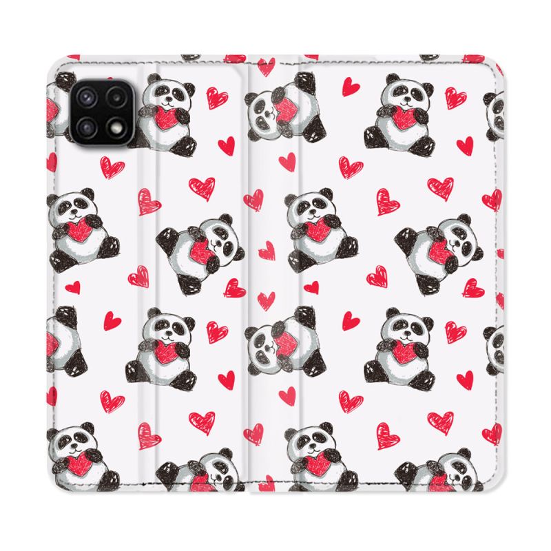 Housse cuir portefeuille Pour Samsung Galaxy A22 5G Animal Panda Color