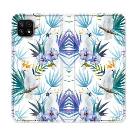Housse cuir portefeuille Pour Samsung Galaxy A22 5G Animal Perroquet Peinture