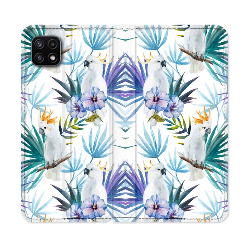 Housse cuir portefeuille Pour Samsung Galaxy A22 5G Animal Perroquet Peinture