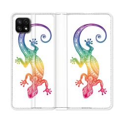 Housse cuir portefeuille Pour Samsung Galaxy A22 5G Animal Salamandre Color