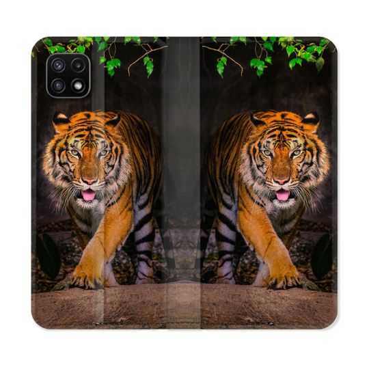Housse cuir portefeuille Pour Samsung Galaxy A22 5G Animal Tigre Jungle