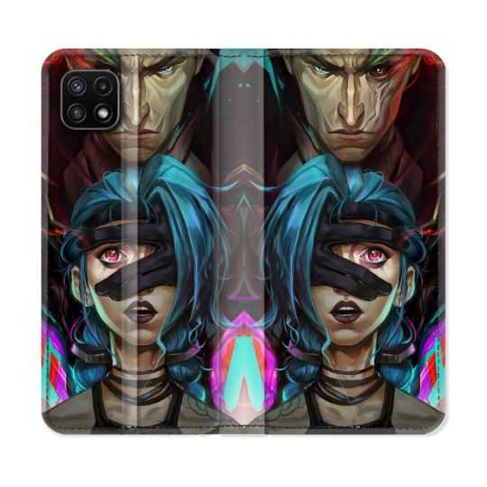 Housse cuir portefeuille Pour Samsung Galaxy A22 5G Arcane Jynx Bleu