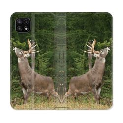 Housse cuir portefeuille Pour Samsung Galaxy A22 5G Chasse Cerf